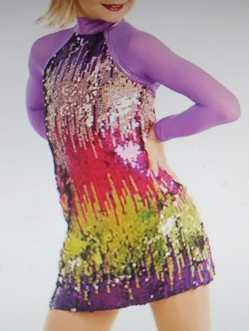 Weissman Dance Costume Masterpiece 10997 Multi Color Ombre Sequins Size MA